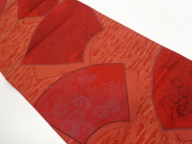 Nagoya obi woven with Kanze-sui, jigami, flowers, and peacock design